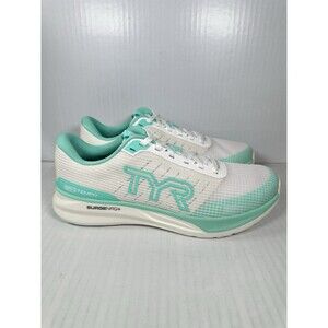 Size 9 TYR SR-1 Tempo White Aqua Athletic Running Training Gym Shoes Mens NEW